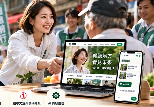 AI 情境示意：地方互動與官網裝置